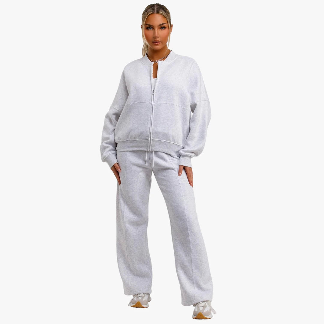 Miles & Luna Bomber Sweatshirt and Joggers Loungewear Co-Ord Set with Zip Detail for Women
