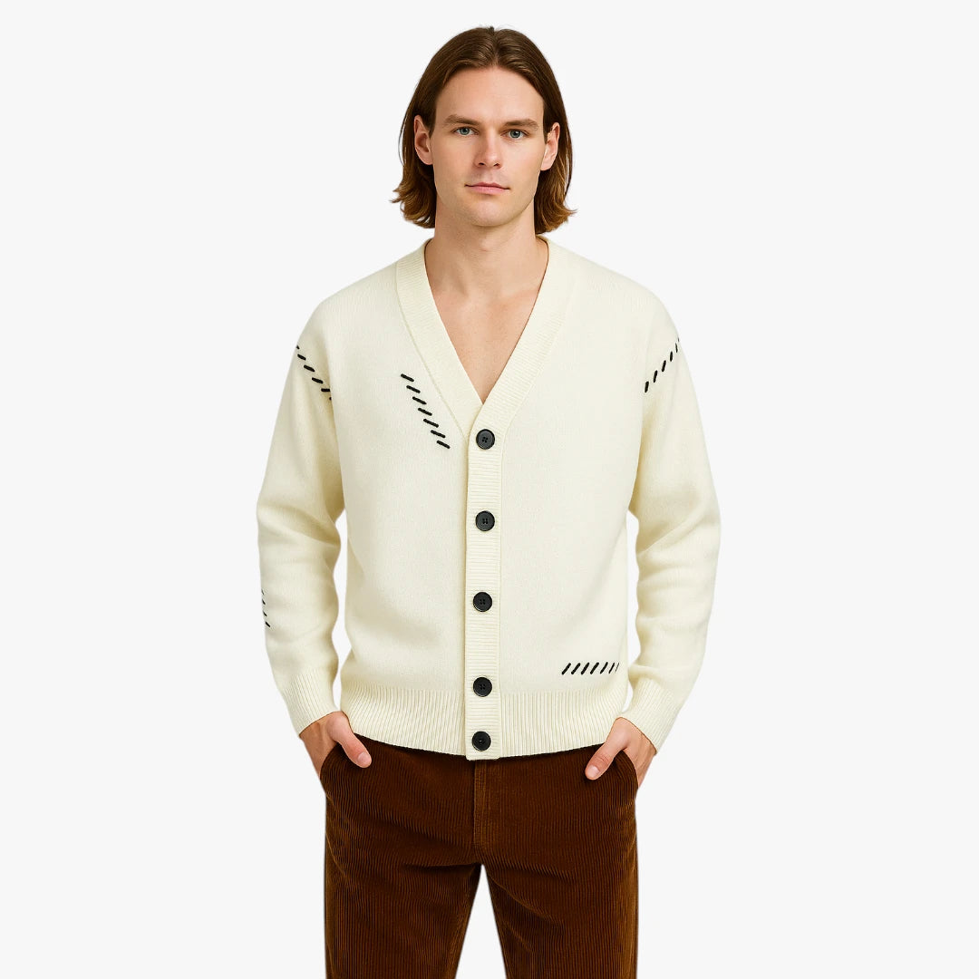 Miles & Luna Knitted Cardigan Sweater Button-Up Soft Wool Blend for Men