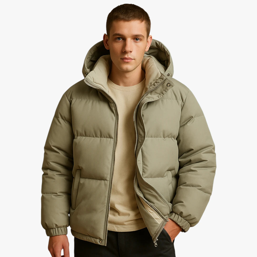Miles & Luna Quilted Puffer Jacket with Hood for Men