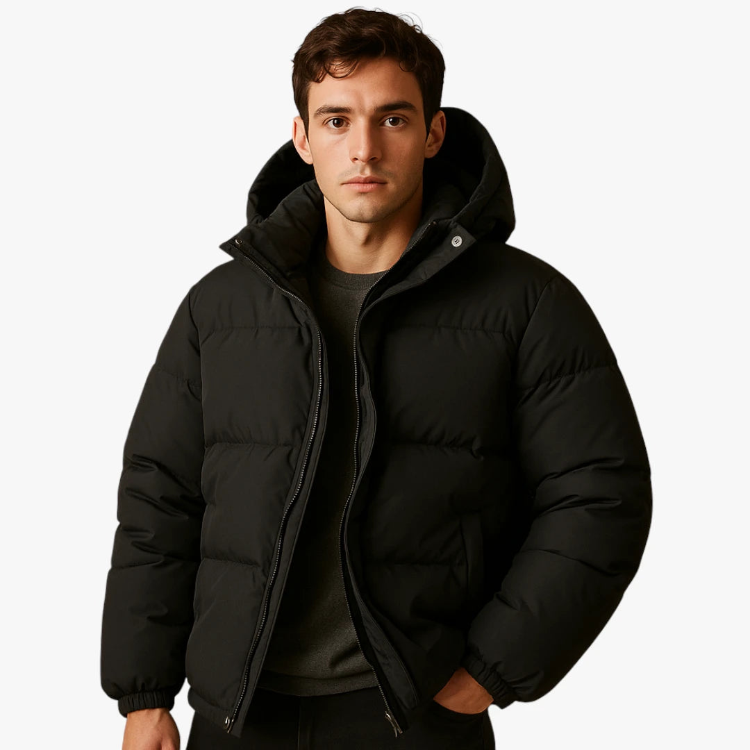 Miles & Luna Quilted Puffer Jacket with Hood for Men
