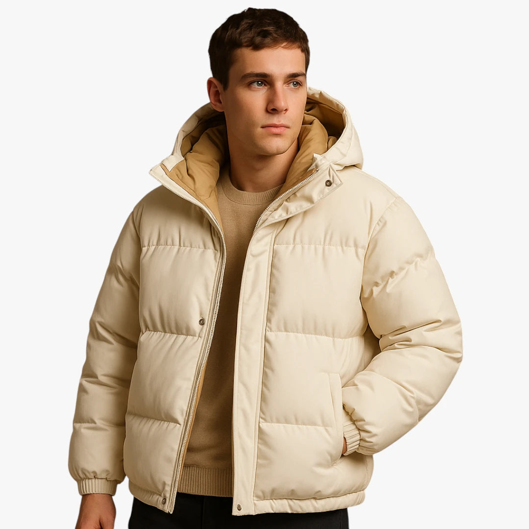 Miles & Luna Quilted Puffer Jacket with Hood for Men