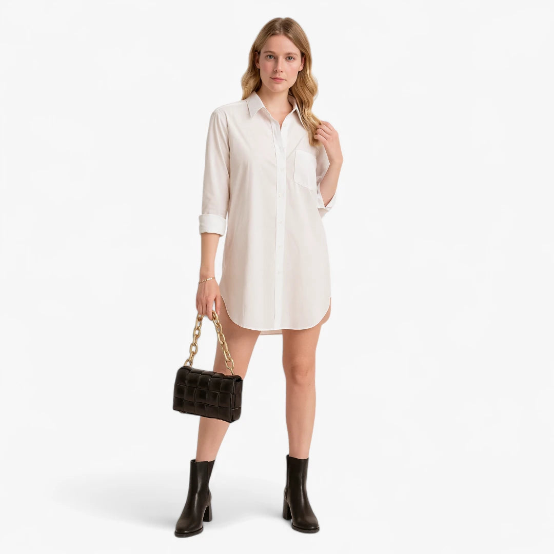 Miles & Luna Shirt Oversized Dress Long Sleeve Button-Down With Relaxed Fit For Women