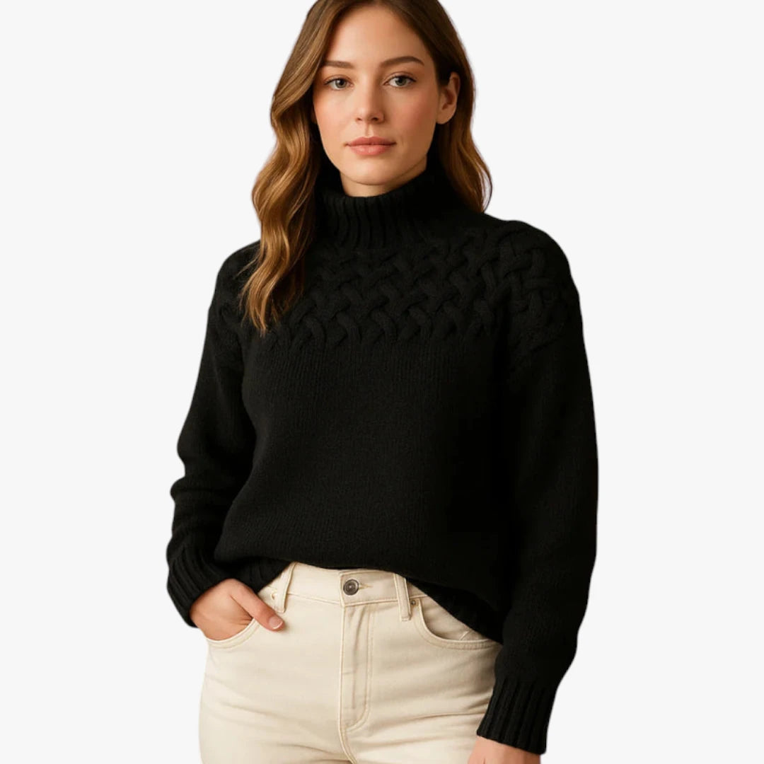 Miles & Luna Wool Knitted Sweater Long With Turtleneck For Women