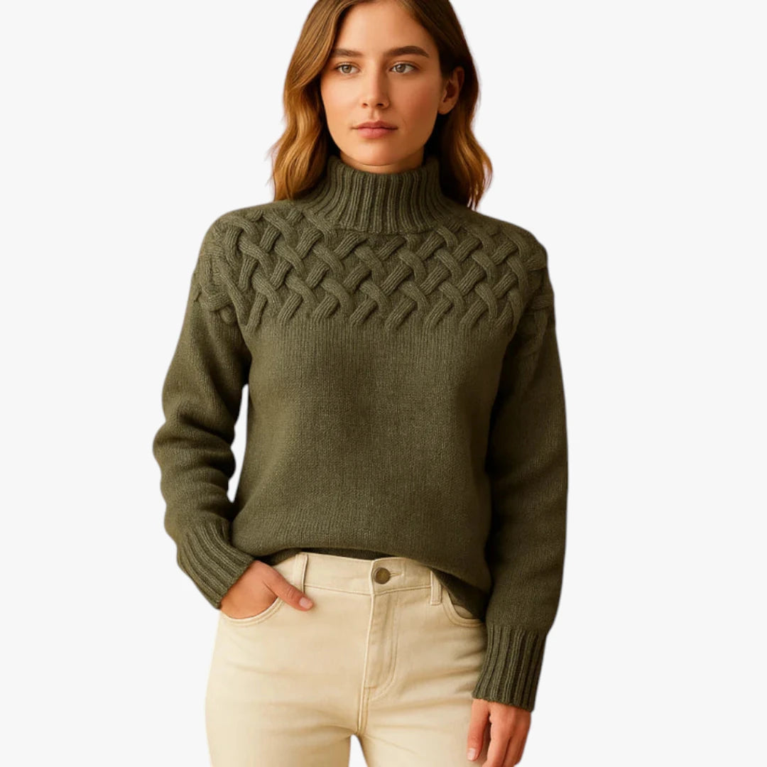 Miles & Luna Wool Knitted Sweater Long With Turtleneck For Women