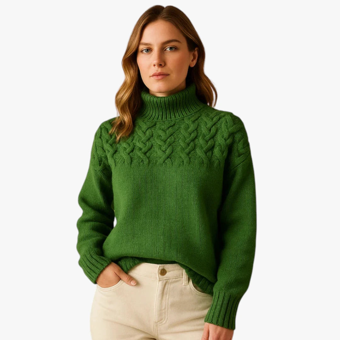 Miles & Luna Wool Knitted Sweater Long With Turtleneck For Women