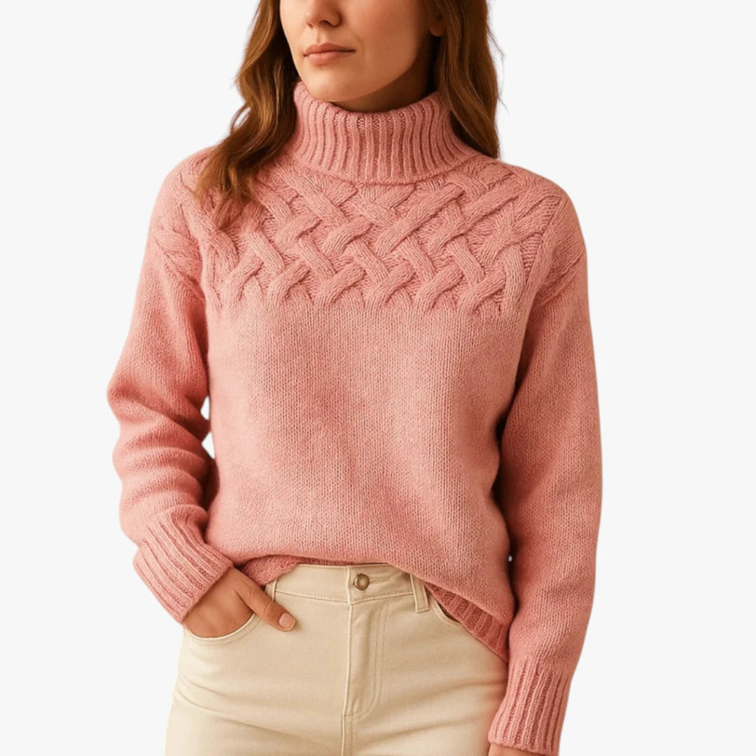 Miles & Luna Wool Knitted Sweater Long With Turtleneck For Women
