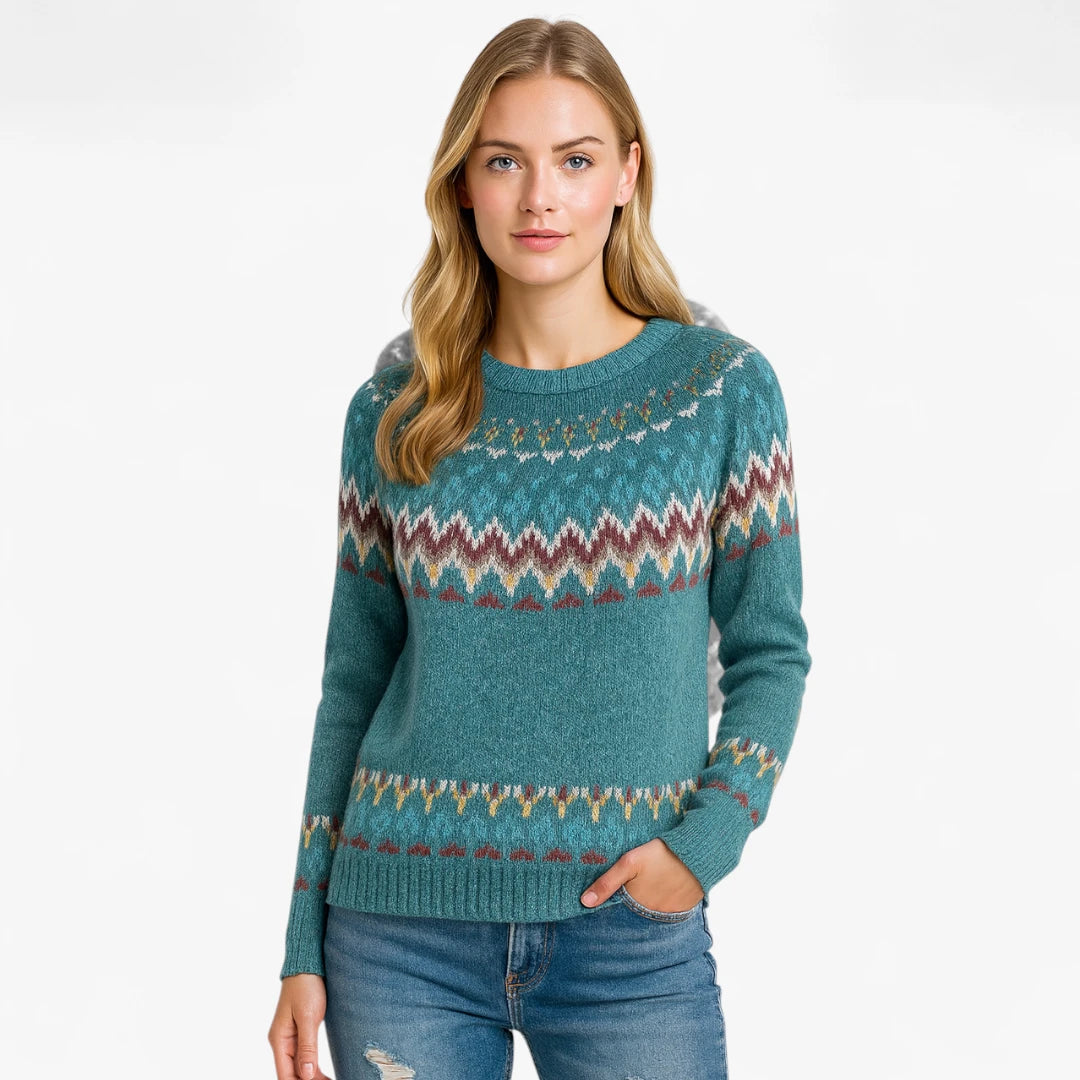 Miles & Luna Wool Knitted Sweater in Norwegian Style For Women