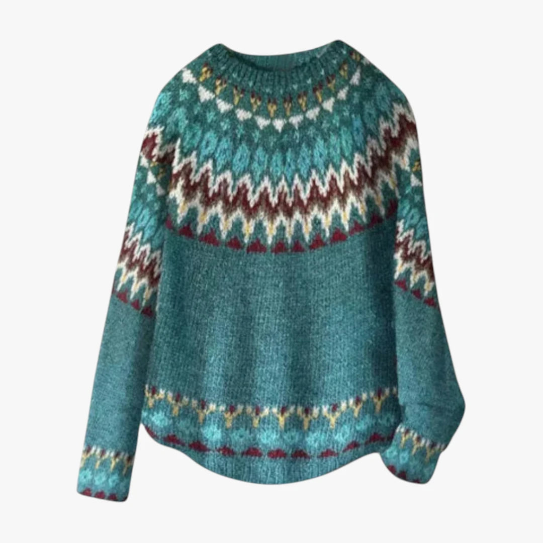 Miles & Luna Wool Knitted Sweater in Norwegian Style For Women