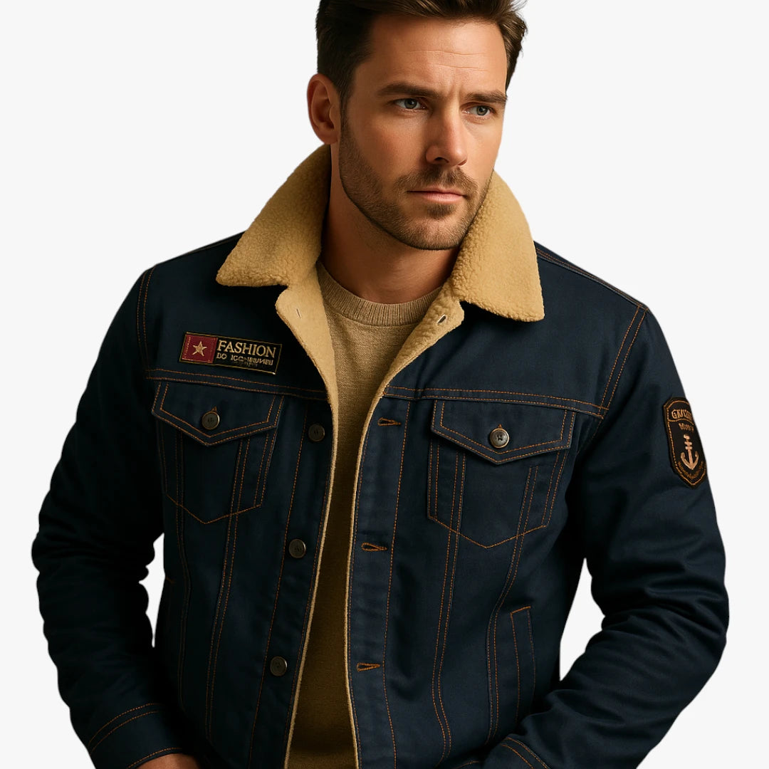 Miles & Luna Warm Fleece Motorcycle Jacket with Reinforcement for Men
