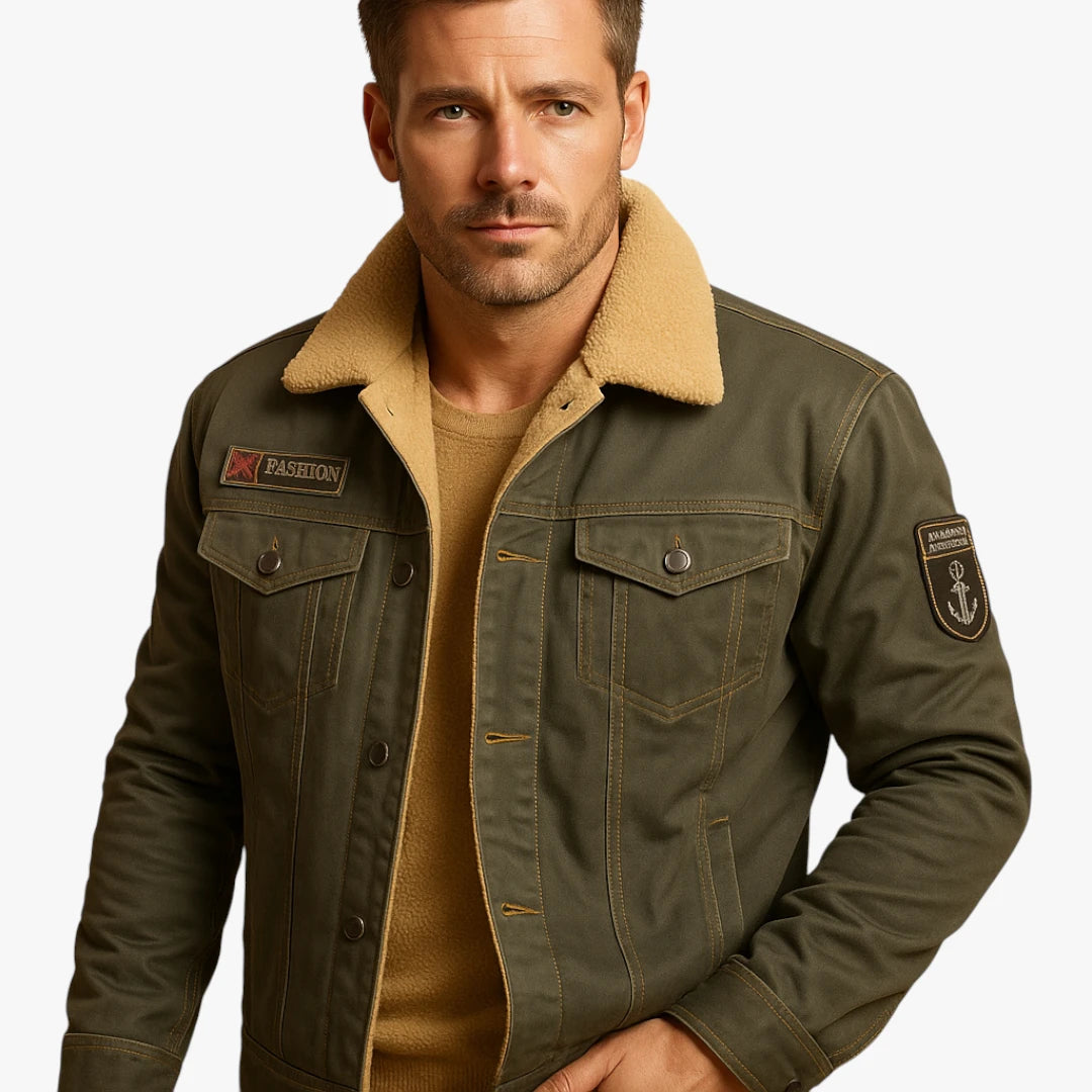 Miles & Luna Warm Fleece Motorcycle Jacket with Reinforcement for Men