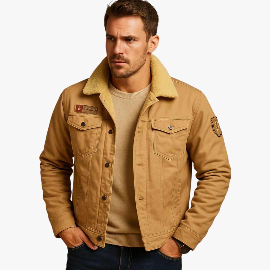 Miles & Luna Warm Fleece Motorcycle Jacket with Reinforcement for Men