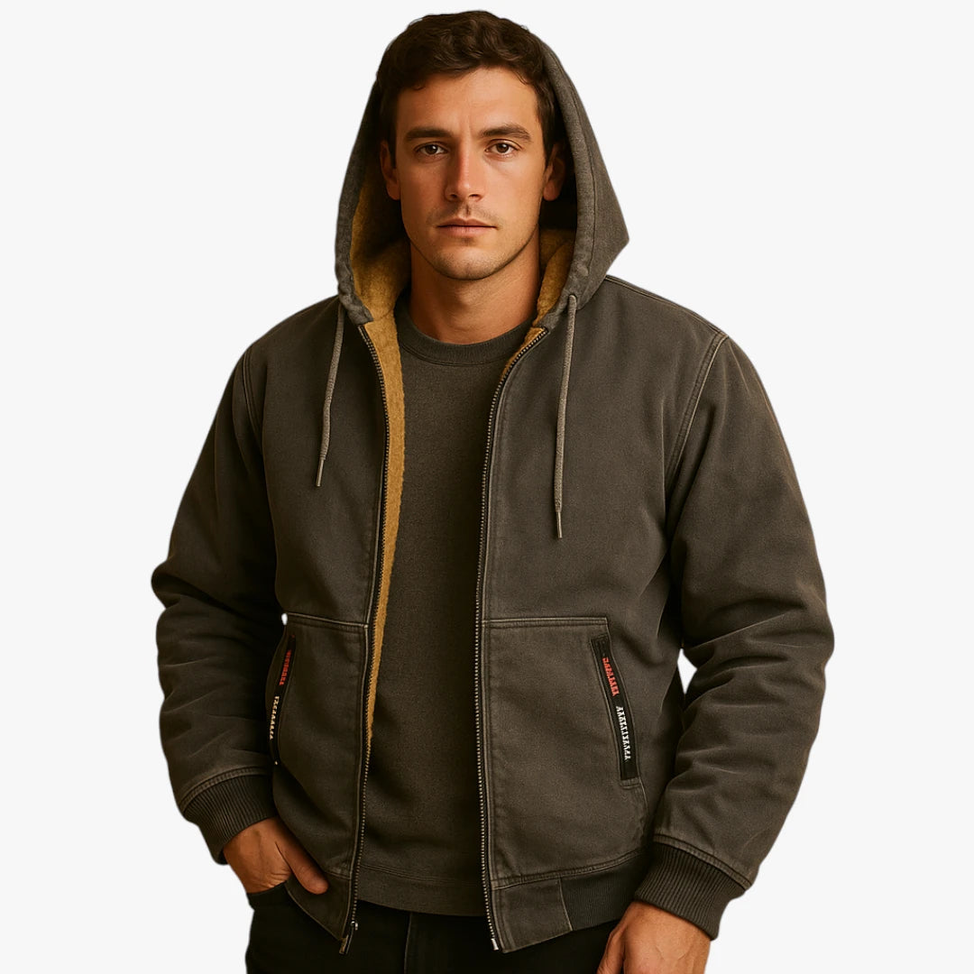 Miles & Luna Warm Zip Up Hoodie with Hood for Men