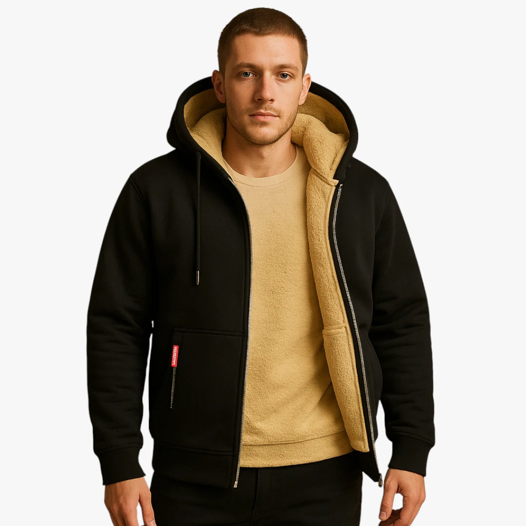 Miles & Luna Warm Zip Up Hoodie with Hood for Men