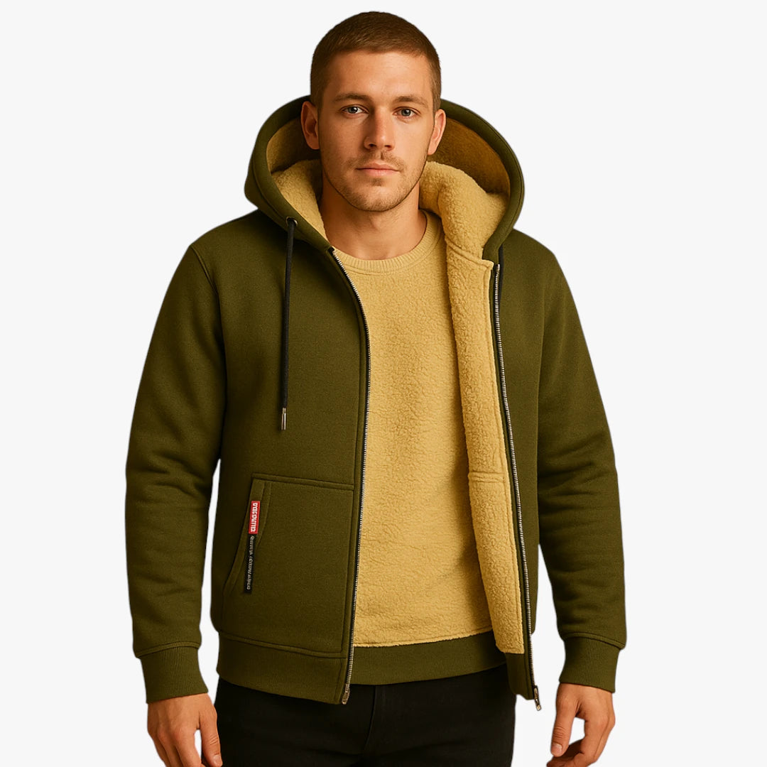 Miles & Luna Warm Zip Up Hoodie with Hood for Men